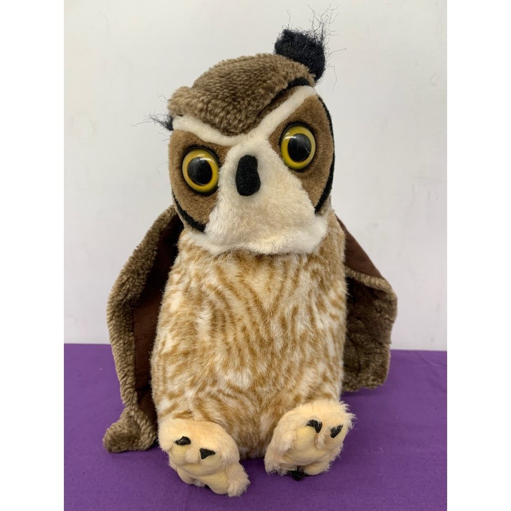 2007 KNM International Toys Horned Owl Scratched Plastic Eyes, 12 Inch